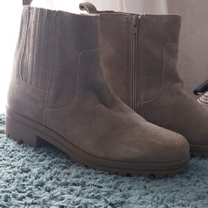 Lucky Brand Suede Ankle Boots - Taupe